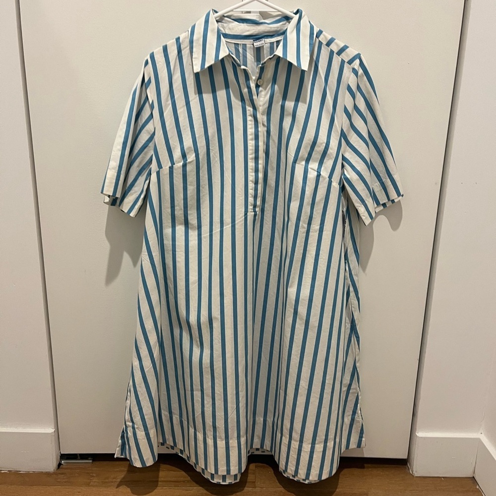 Old Navy Blue and White Striped Shirt Dress - Picture 4 of 17
